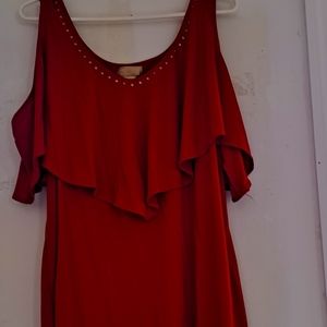Red peep shoulder top